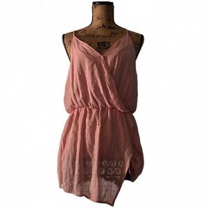 Pink Sleeveless Wrap Dress